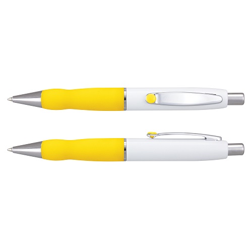 Retractable White Barrel Pen 