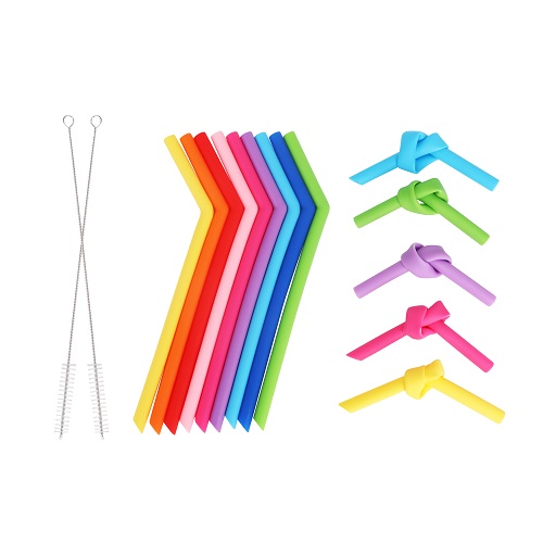 Reusable Silicone Straw with Brush Cleaner 