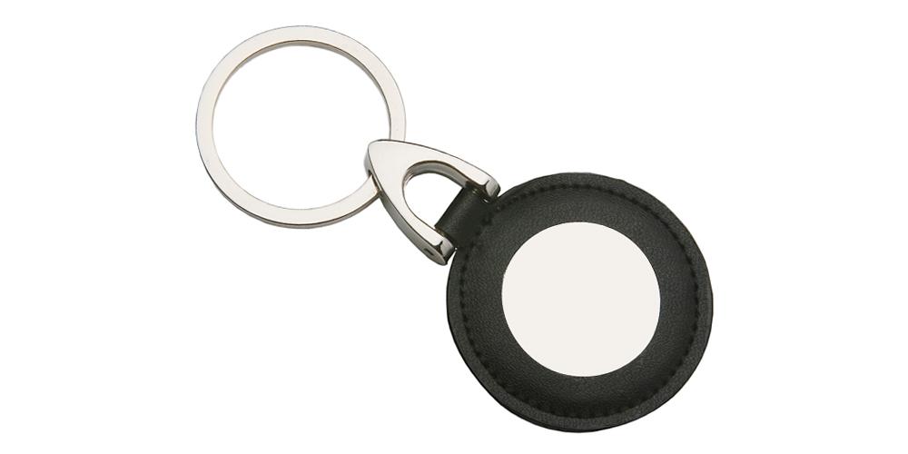 Round Leather Metal Keyrings