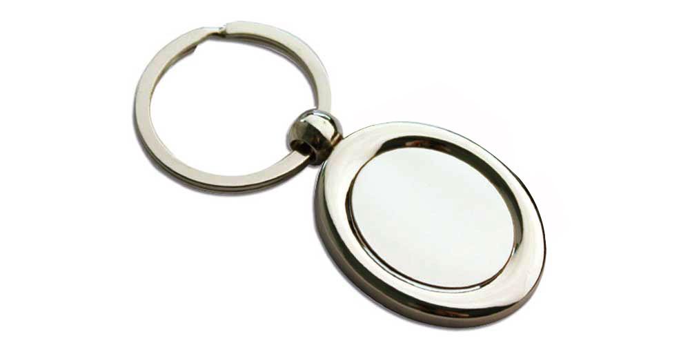 Round Metal Keyring with Shiny Chrome