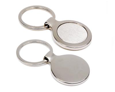 Round Silver Metal Keyrings 