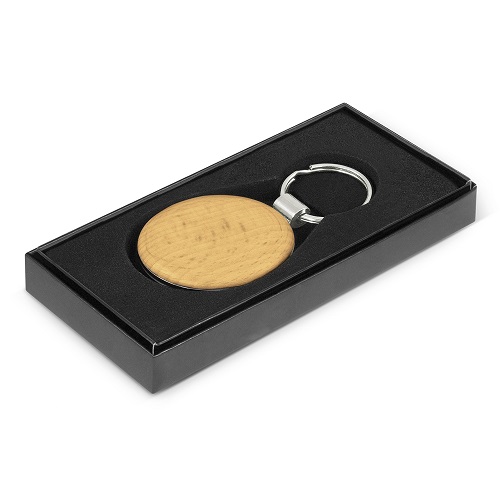 Round Wood Keyring 