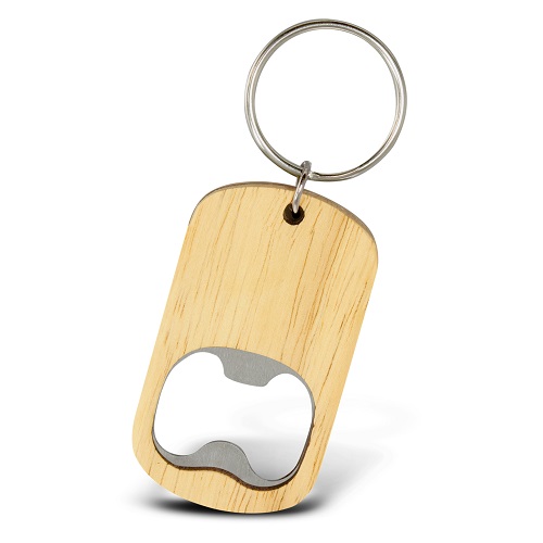 Rubberwood Bottle Opener Key Ring 