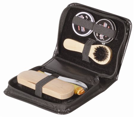 Shoe Shine Kit In Leather Case
