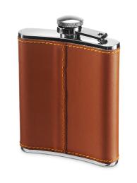 Stainless Steel 6oz Leather Covered Hip Flask 