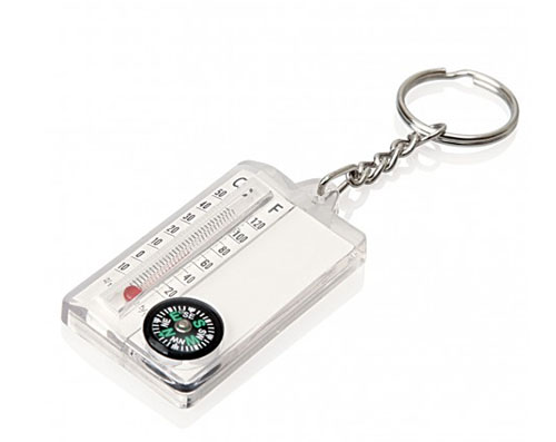 Thermometer Compass Keyring