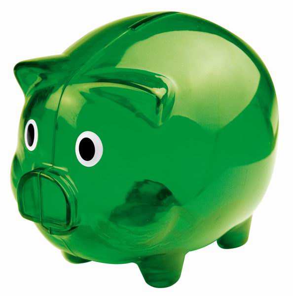 Transparent Piggy Bank in Green