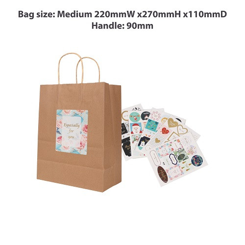 Twisted Handle Kraft Paper Bag (220x270x110mm) 