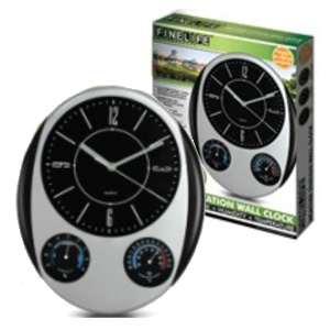 Weather Station Wall Clock with Thermometer