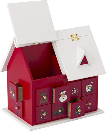 Wooden House Advent Calendar with Drawers 