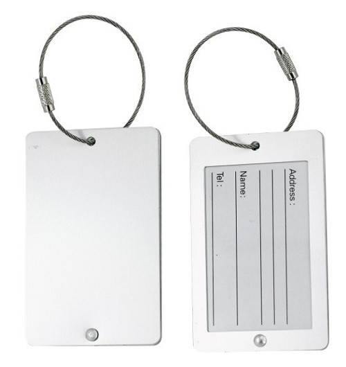 Aluminium Luggage Tag with Wire Cable