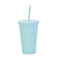16oz Matte Plastic Cups with Lids & Straw 