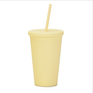 16oz Matte Plastic Cups with Lids & Straw 