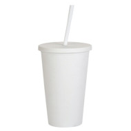 16oz Matte Plastic Cups with Lids & Straw 
