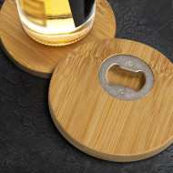 Bamboo Bottle Opener Coaster Set of 2 - Round 