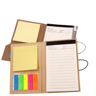 Custom Woodgrain Notebook with Sticky Notes and Flags 