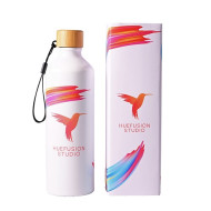 Gelato Aluminium Drink Bottle with Bamboo Lid 