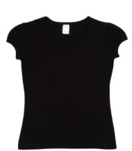 Girls Puff Sleeve Crew Neck T-shirts 