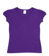 Girls Puff Sleeve Crew Neck T-shirts 