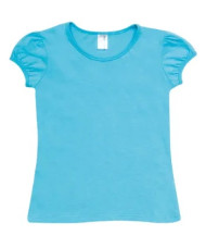 Girls Puff Sleeve Crew Neck T-shirts 