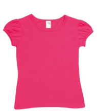 Girls Puff Sleeve Crew Neck T-shirts 