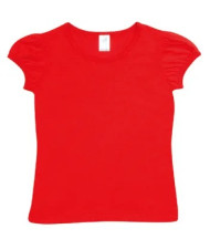 Girls Puff Sleeve Crew Neck T-shirts 