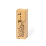 Glass Borosilicate Bottle with Straw, Bamboo Lid and RPET Sleeve 