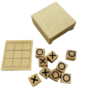 Mini Wood Tic-Tac-Toe Game 