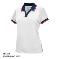 Women's Polo Tri-Colour Design Collar And Cuff 