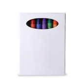 Assorted Colour Crayons In White Cardboard Box 