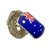 Australian Flag Stainless Steel Dog Tag with 76Cm Ball Chain