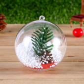 Ball Shaped Clear Plastic Ornament 