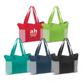 Beach Tote Bag Striped Slip Pockets 