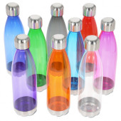 Bullet Type Water Bottle with Transparent Tinted Body and Silver Lid