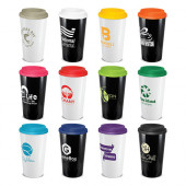Cafe Cup-Grande - Black or White Body with 12 Colour Option for Screw on Lid
