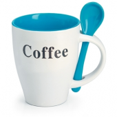 Coffee mug and spoon