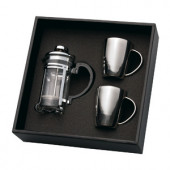 Coffee Plunger &amp; 2 Stainless Steel Mugs