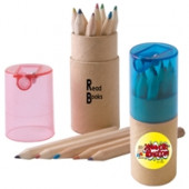 Coloured Pencils In Cardboard Tube With Sharpener