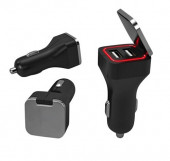 Dual USB Car Charger with Flip Top 