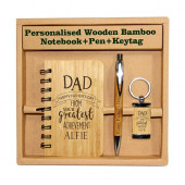 Engraved Bamboo Covered Spiral Notebook Gift Set