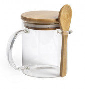 Glass Mug with Lid and Spoon