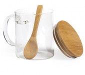 Glass Mug with Lid and Spoon 