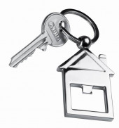 House shaped bottle opener key ring