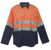 Long Sleeve Cotton Fluoro Shirts With 3M Panel