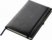 Moleskin style A5 black note book.