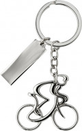 Nickel Plated Keychain Cyclist bike