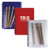 Notepad With PVC Stationery Pouch &amp; Recycled Cardboard Pens