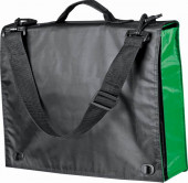 Nylon Satchel Bag with Green Gusset