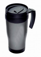 Plastic 400ml Thermal Travel Mug In Gray 