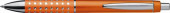 Plastic ball point pen with sparkling grip zone orange